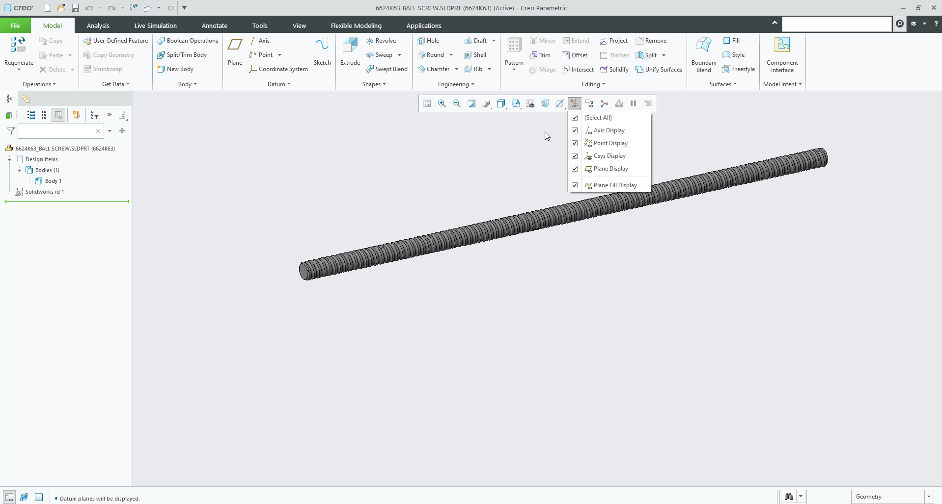 Importing SOLIDWORKS Parts into Creo Missing Pla... PTC Community